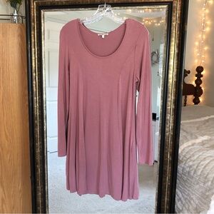 Long Sleeve Midi Dress - Dusty Rose Pink